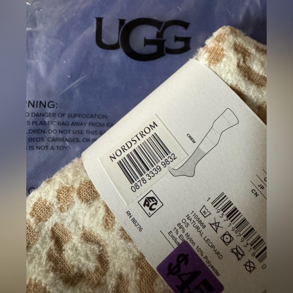 UGG rare leopard design super soft and cozy women’s socks — NWT comes in plastic - Picture 3 of 4